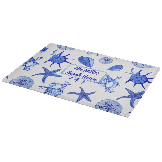 Blauw, gemengd patroon-aangepaste naam van zeesche snijplank (Hoek)