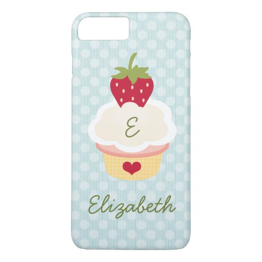 Blauw gemerkt aardbei-cupcake Case-Mate iPhone case (Achterkant)