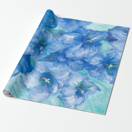 Blauw Gentian-schilderij Cadeaupapier (Uitgerold)