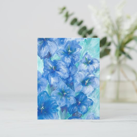 Blauw Gentian Wildflower schilderen Briefkaart (Staand voorkant)