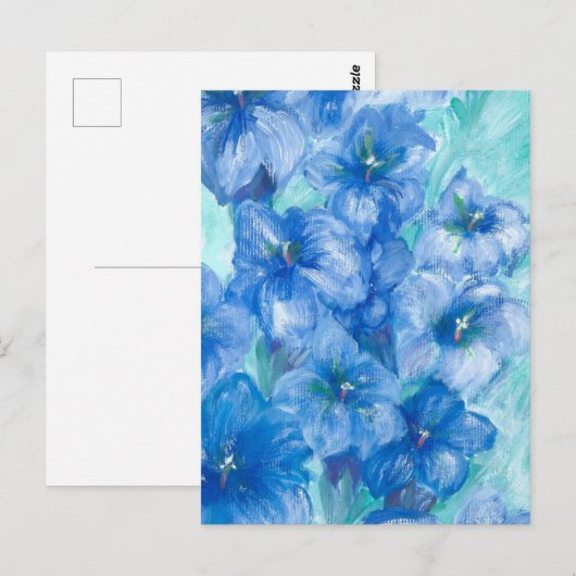 Blauw Gentian Wildflower schilderen Briefkaart (Voorkant / Achterkant)