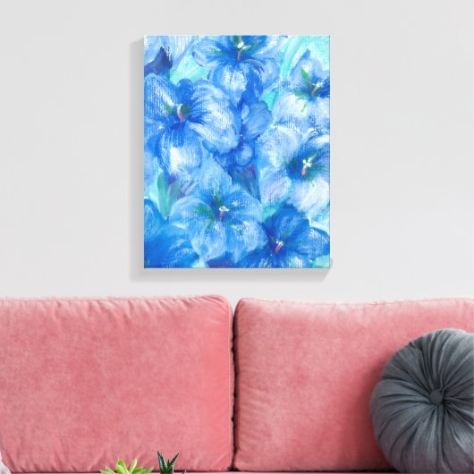 Blauw Gentian Wildflower schilderen Canvas Afdruk (Insitu (Woonkamer))