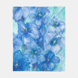 Blauw Gentian Wildflower schilderen Fleece Deken