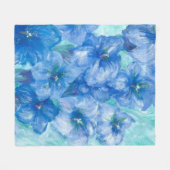 Blauw Gentian Wildflower schilderen Fleece Deken (Voorkant (Horizontaal))