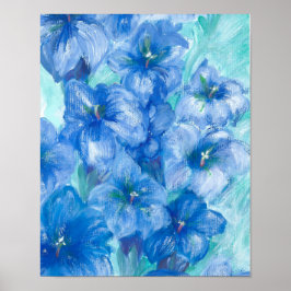 Blauw Gentian Wildflower schilderen Poster