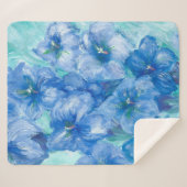 Blauw Gentian Wildflower schilderen Sherpa Deken (Voorkant (horizontaal))