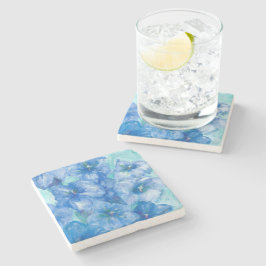 Blauw Gentian Wildflower schilderen Stenen Onderzetter