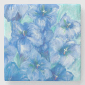 Blauw Gentian Wildflower schilderen Stenen Onderzetter (Voorkant)