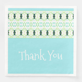 Blauw geoctrooieerd met blauwgroen servet