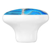 Blauw Geode Agate Mozaïek Bloem kunst Keramische Knop (Zijkant)