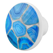 Blauw Geode Agate Mozaïek Bloem kunst Keramische Knop (Rechts)