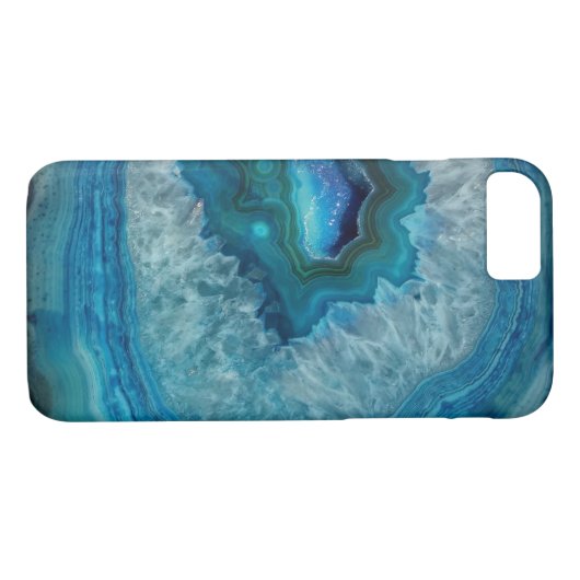  blauw Geode Gemstone Hoesje (Achterkant (Horizontaal))