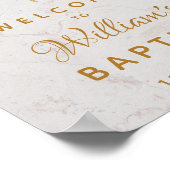 Blauw Geode Jongens Doop Marmer Gouden Kruis Welko Poster (Hoek)