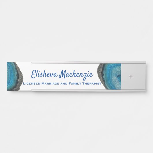 Blauw Geode Kantoor Deurteken Naam Bord Deurbordje (Voorkant)