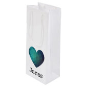 Blauw geometrisch 3d hart wijn cadeautas (Voorkant Gekanteld)