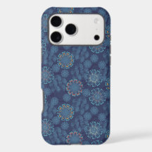 Blauw geometrisch bloemmotief met medaillonpatroon