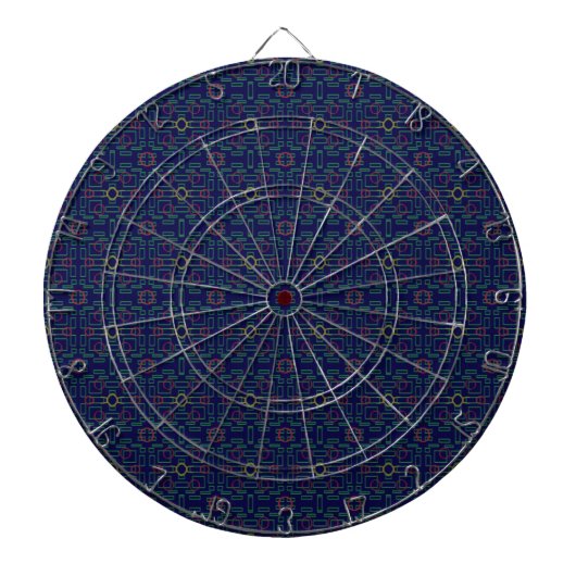 Blauw geometrisch  dartbord (Voorkant)