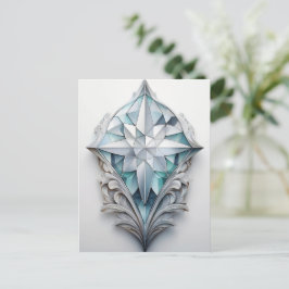 Blauw geometrisch decoratief kruis briefkaart