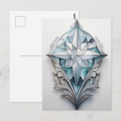 Blauw geometrisch decoratief kruis briefkaart (Voorkant / Achterkant)