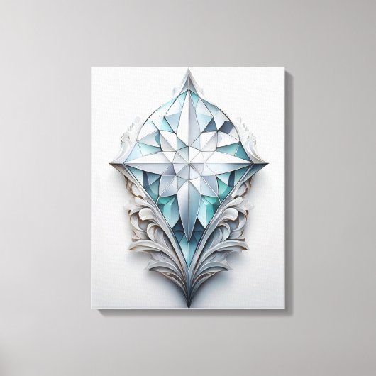 Blauw geometrisch decoratief kruis canvas afdruk (Voorkant)