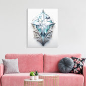 Blauw geometrisch decoratief kruis canvas afdruk (Insitu (Woonkamer))