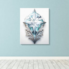 Blauw geometrisch decoratief kruis canvas afdruk