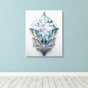 Blauw geometrisch decoratief kruis canvas afdruk
