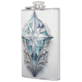 Blauw geometrisch decoratief kruis heupfles (Links)