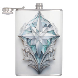 Blauw geometrisch decoratief kruis heupfles