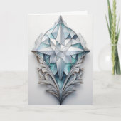 Blauw geometrisch decoratief kruis kaart (Voorkant)