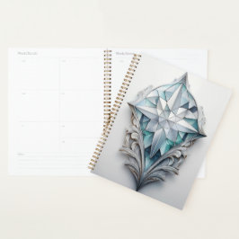Blauw geometrisch decoratief kruis planner