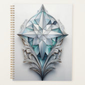 Blauw geometrisch decoratief kruis planner (Voorkant)