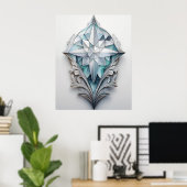 Blauw geometrisch decoratief kruis poster (Thuiskantoor)