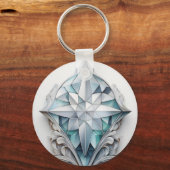 Blauw geometrisch decoratief kruis sleutelhanger (Voorkant)