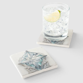 Blauw geometrisch decoratief kruis stenen onderzetter