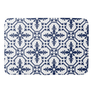 Blauw geometrisch decoratief ornamentaal Marokkaan Badmat