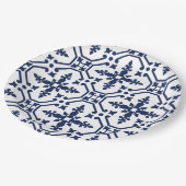 Blauw geometrisch decoratief ornamentaal Marokkaan Papieren Bordje (Gekanteld)