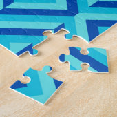 Blauw Geometrisch Diamantpatroon dat frustrerend i Legpuzzel (Zijkant)