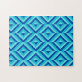 Blauw Geometrisch Diamantpatroon dat frustrerend i Legpuzzel (Horizontaal)