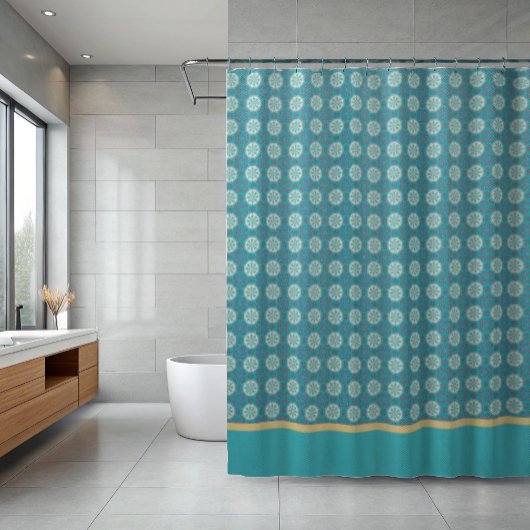 Blauw geometrisch  douchegordijn