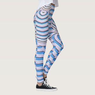 Blauw geometrisch golfstreep abstract patroonontwe leggings