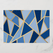 Blauw Geometrisch Goud Modern Graduation Party Folie Uitnodiging (Achterkant)