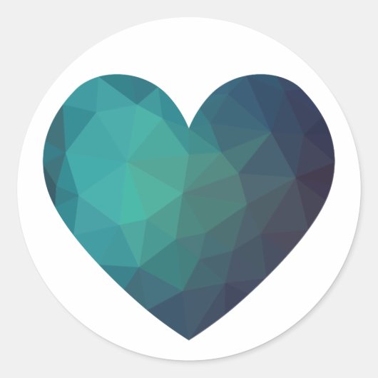 Blauw geometrisch hi-tech gebroken hart ronde sticker (Voorkant)