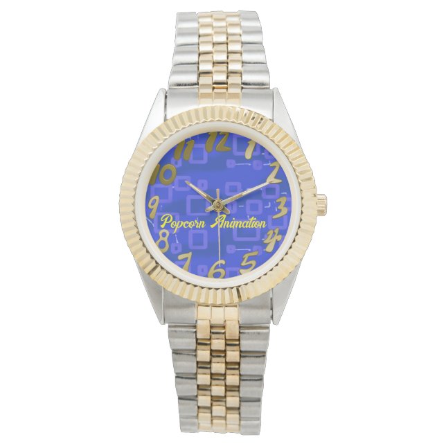 Blauw geometrisch horloge (Voorkant)