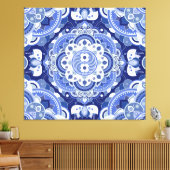  blauw geometrisch, Indiaas ornament. Canvas Afdruk (Insitu (Woonkamer))