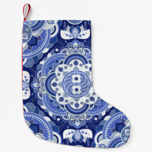 blauw geometrisch, Indiaas ornament. Kleine Kerstsok
