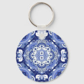 blauw geometrisch, Indiaas ornament. Sleutelhanger (Achterkant)