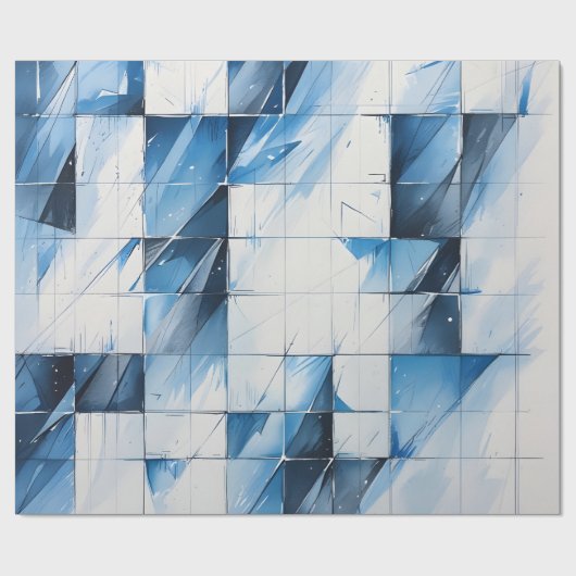 Blauw geometrisch inpakpapier (Vlak)