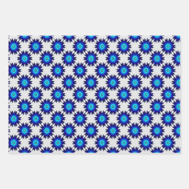 Blauw geometrisch inpakpapier vel
