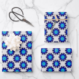Blauw geometrisch inpakpapier vel
